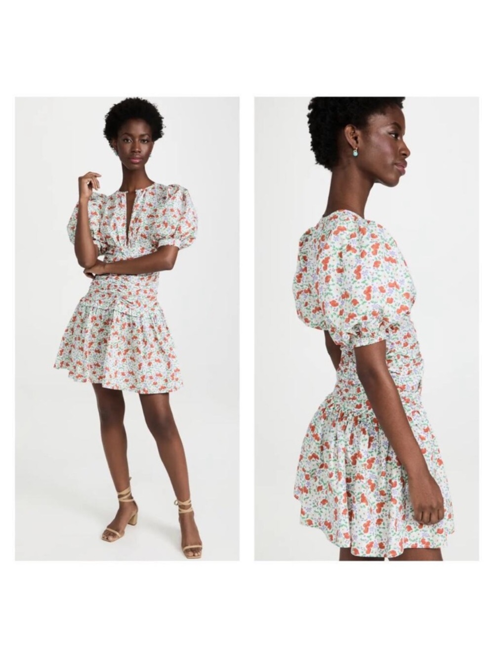 Bytimo Festive Cotton Minidress in Poppy Ditsy Floral XS $320